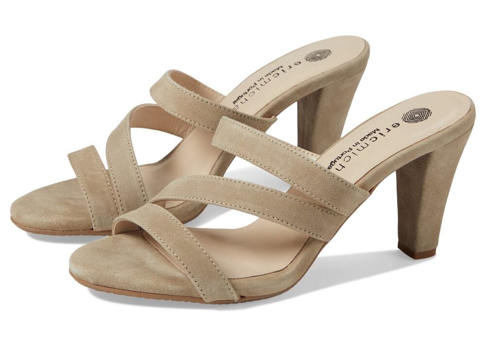 ERIC MICHAEL® CROWN OPEN-TOE HEEL SANDALS FOR WOMEN – BEIGE EU 38 (US 7.5-8) M